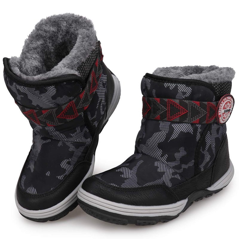 UOVO Boys Winter Snow Boots Ankle Boots for Kids Waterproof Slip Resistant Warm Outdoor (Little Kids) (12 M US Little Kid, Black) - Image 1